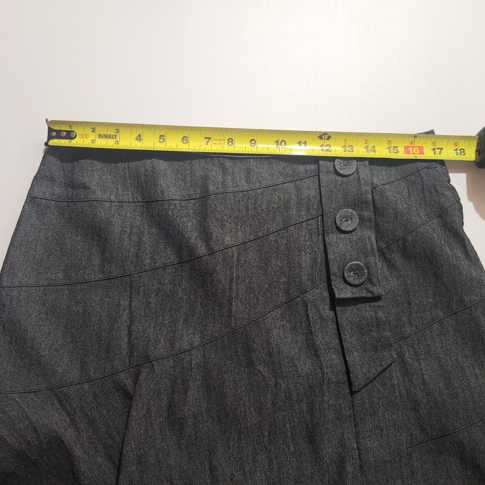 Vtg Sandro Sportswear Women's Denim Midi Skirt Sz 12 Dark Wash A-Line Buttons - Picture 3 of 10